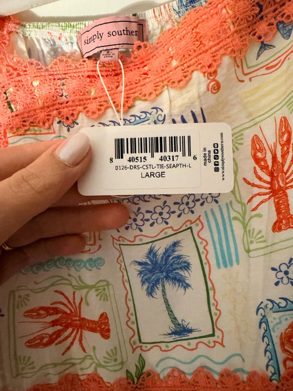 🧡 Simply Southern Coastal Print Maxi Dress – Size Large 🧡 - Picture 3 of 4